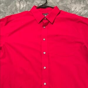 George Men's Bright Red Casual Button Down Shirt